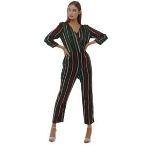 Ted Baker Sileza Striped Black/Multi-stripe Jumpsuit Size 4